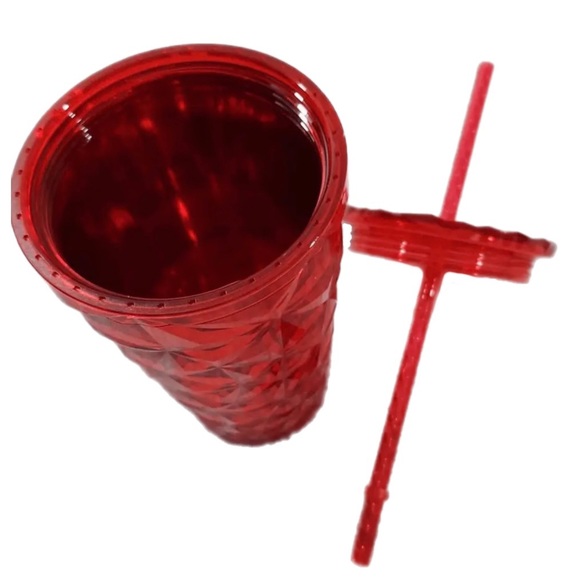 Starbucks Red Tumbler Poinsettia Red Diamond Prism Cold Cup 16oz - Picture 5 of 7